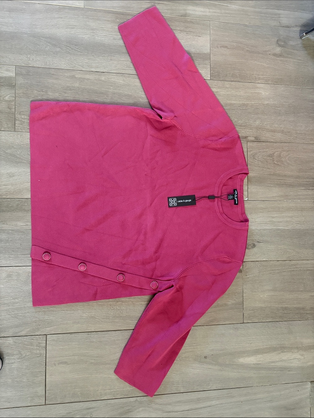 Cable & Gauge Pink Button-Accent Women's Sweater